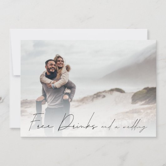 無料ドリンク写真の結婚式の日付を保存 セーブザデート (正面)