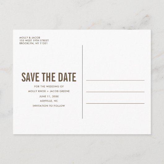 無料ドリンク写真の結婚式の日付を保存 案内ポストカード (裏面)