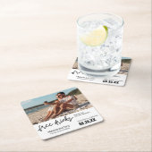 無料ドリンク写真ユニーク日付の保存 スクエアペーパーコースター (インサイチュ)