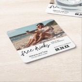 無料ドリンク写真ユニーク日付の保存 スクエアペーパーコースター (アングル)