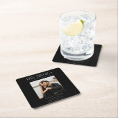 無料ドリンク写真ユニーク結婚式の日付を保存 スクエアペーパーコースター (インサイチュ)