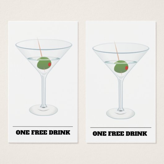 無料ドリンク券チケットバートークンカード (正面&裏面)