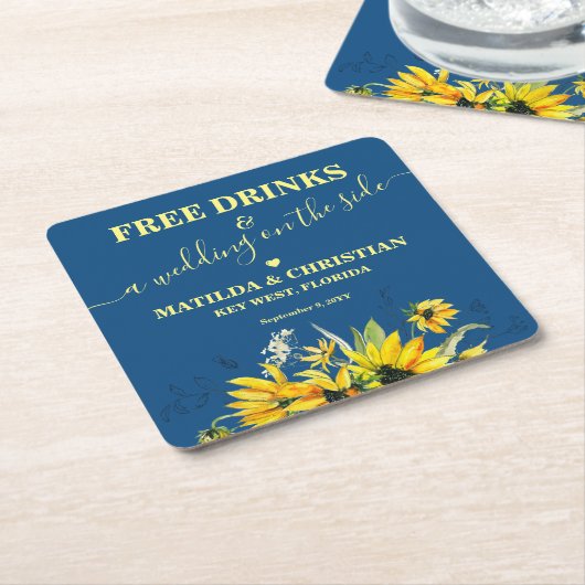 無料ドリンク日付の保存 スクエアペーパーコースター (アングル)