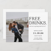 無料ドリンク日付の保存 招待状 (正面/裏面)