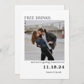 無料ドリンク日付の保存 招待状 (正面/裏面)