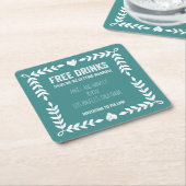 無料ドリンク結婚する日付コースターを保存 スクエアペーパーコースター (アングル)