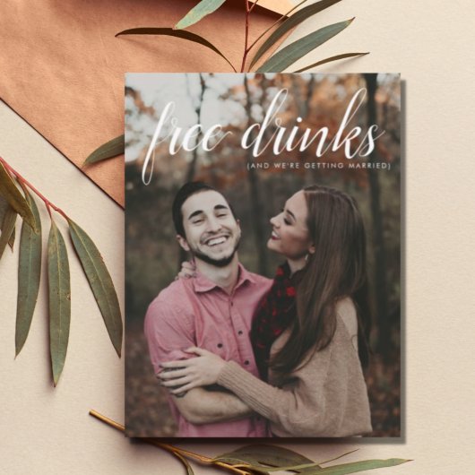 無料ドリンク結婚の写真日付を保存 案内ポストカード
