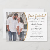 無料ドリンク黒金ゴールド写真カジュアル日付の保存 セーブザデート (正面)