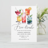 無料ドリンク。おもしろいモダンカクテル結婚写真 セーブザデート (スタンド正面)