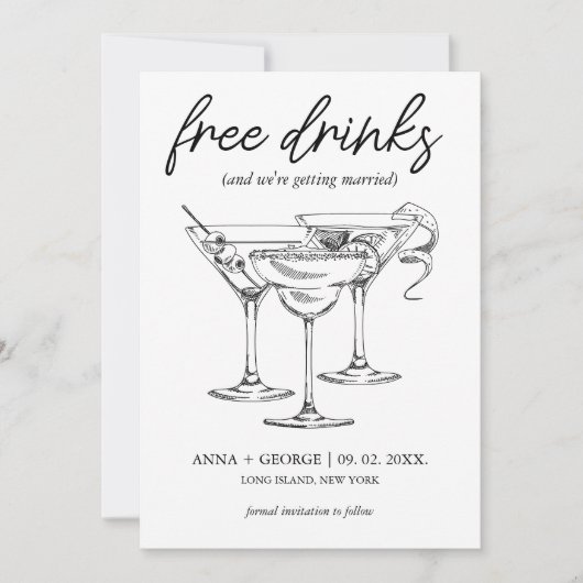 無料ドリンク カクテル フォト 面白い ウェディング セーブザデート (正面)