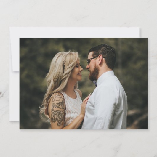 無料ドリンク ブラック&ホワイト フォト ウェディング セーブザデート (裏面)