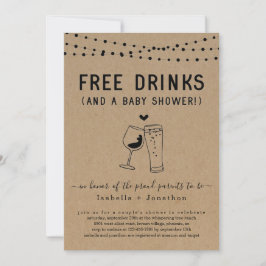 無料ドリンク&ベビーシャワーカップル男女兼用 招待状