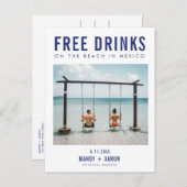 無料ドリンクCancun Mexico日付を保存 案内ポストカード (正面/裏面)