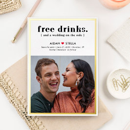 無料ドリンクFOILおもしろい結婚式日付カードを保存 箔招待状