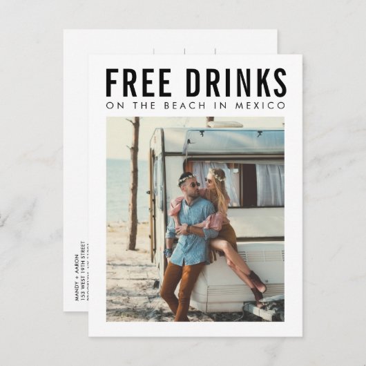 無料ドリンクMexico結婚式の日付を保存 案内ポストカード (正面/裏面)