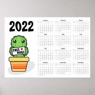 無料ハグカレンダー2022ポスター – 日曜日スタート ポスター