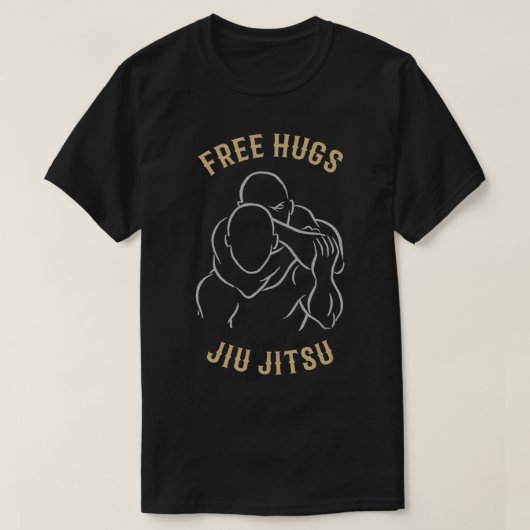無料ハグ柔術BJJ mmaグラッピングおもしろい Tシャツ (デザイン正面)