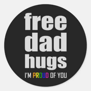 無料パパHUGS LGBTプライド月LGBTQレインボーフラグ ラウンドシール
