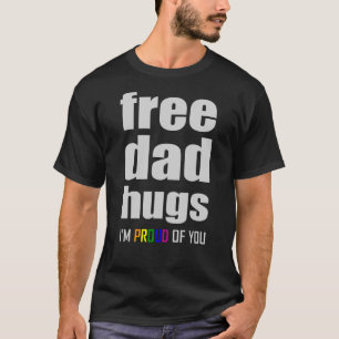 無料パパHUGS LGBTプライド月LGBTQレインボーフラグ Tシャツ