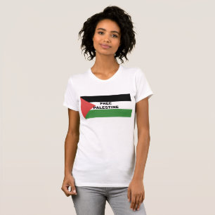 無料パレスチナ国旗の赤黒緑の白 Tシャツ