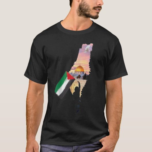 無料パレスチナ国旗Jerusalem_sシティサポートG Tシャツ (正面)