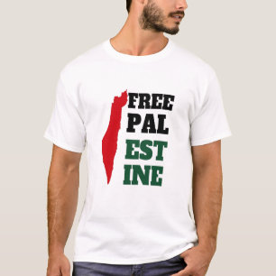 無料パレスチナ,赤い黒と緑,パレスチナの地図 Tシャツ