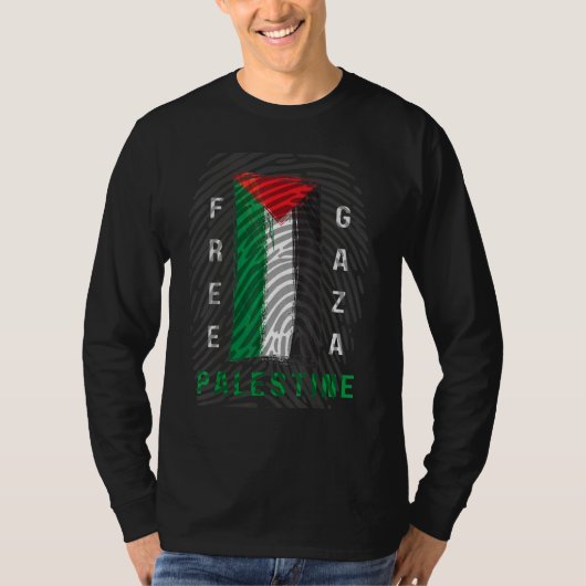 無料パレスティナガザ市緑の赤白の国F Tシャツ (正面)