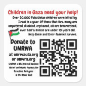 無料パレスティナ救済ー- Gaza Children UNRWA QRコード スクエアシール (正面)