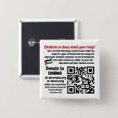 無料パレスティナ救済ー- Gaza Children UNRWA QRコード 缶バッジ (正面&裏面)