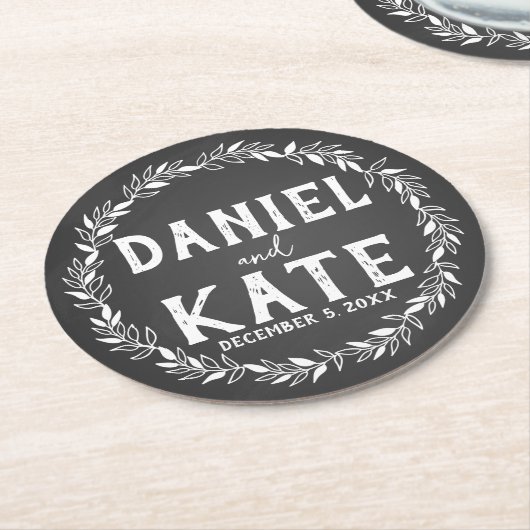 無料パーソナライズされたドリンク結婚のコースター ラウンドペーパーコースター (アングル)