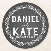 無料パーソナライズされたドリンク結婚のコースター ラウンドペーパーコースター (正面)