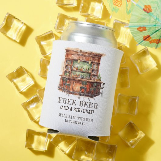 無料パーソナライズされたビール大人誕生日任意の年齢 缶クーラー (インサイチュ 夏)