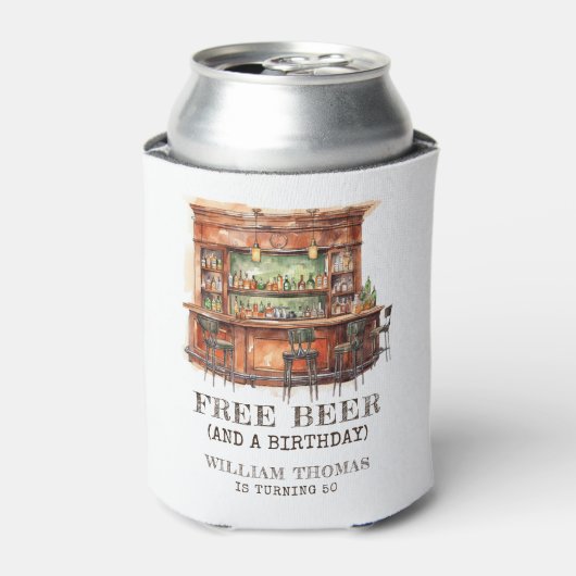 無料パーソナライズされたビール大人誕生日任意の年齢 缶クーラー (缶正面)