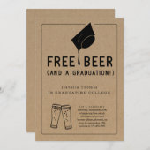 無料ビールおもしろい2025卒業パーティー 招待状 (正面/裏面)