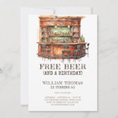無料ビールエおもしろいロド誕生日任意の年齢 招待状 (正面)