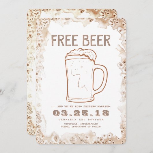 無料ビール | 非素朴写おもしろい真日付の保存 セーブザデート (正面/裏面)