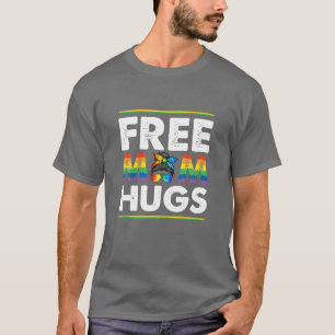無料ママハグメッシーバンレインボーLGBTプライド月 Tシャツ