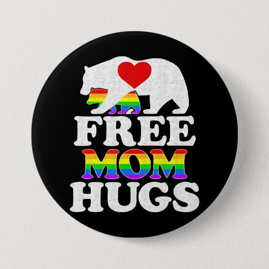 無料ママHugs t女性LgbtプライドMama Bear 缶バッジ (正面)