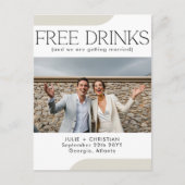 無料モダン飲み物おもしろい結婚式の日付を保存 ポストカード (正面)