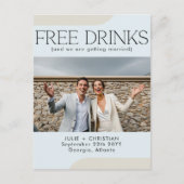 無料モダン飲み物おもしろい結婚式の日付を保存 ポストカード (正面)