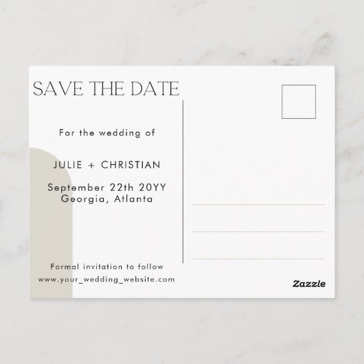 無料モダン飲み物おもしろい結婚式の日付を保存 ポストカード (裏面)