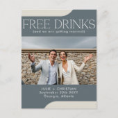 無料モダン飲み物おもしろい結婚式の日付を保存 ポストカード (正面)