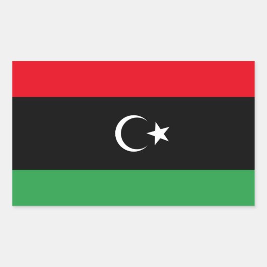 無料リビア国旗 長方形シール (正面)