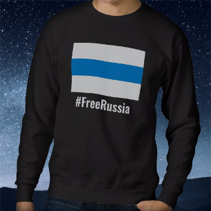 無料ロシア – 英語 – ホワイトブルーホワイト国旗 スウェットシャツ