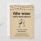 無料ワインテおもしろいイスティングブライダルシャワー 招待状 (正面)
