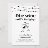無料ワインテイスティング面白い大人の誕生日パーティー 招待状 (正面)