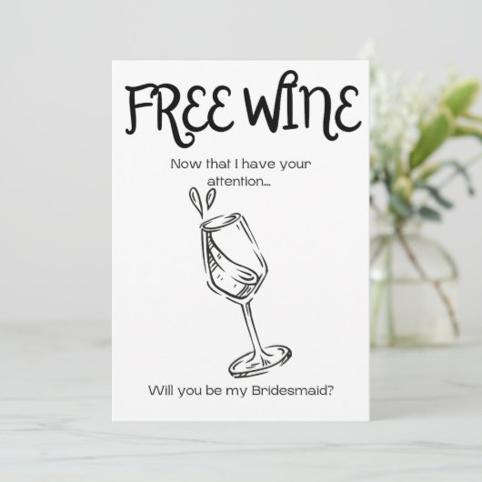 無料ワイン - 花嫁の仲間へのお願い サンキューカード (スタンド正面)