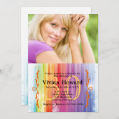 無料気にフォト誕生日パーティーへの招待 招待状 (正面/裏面)