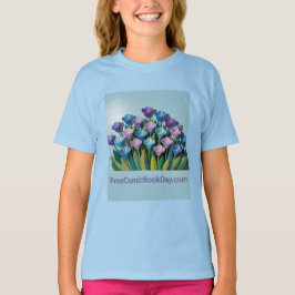 無料漫画ブックデイフラワーガールズガールズシャツ Tシャツ