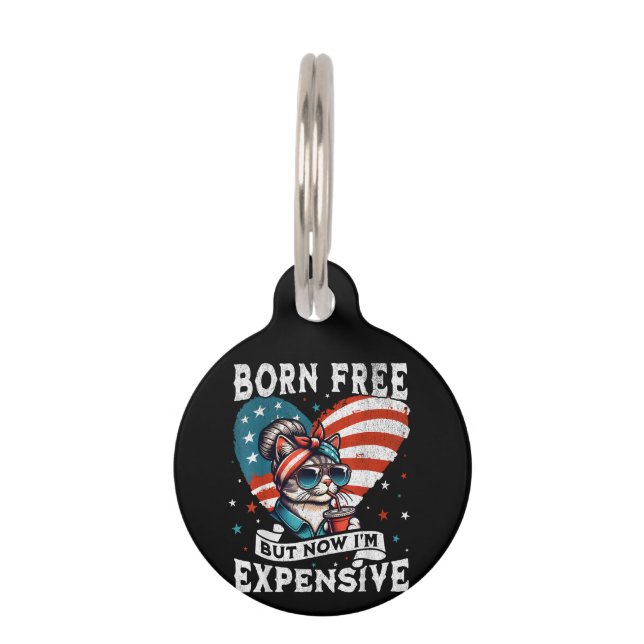 無料生まれだが今は高おもしろいいMom Bun Cat ペット　ネームタグ (正面)